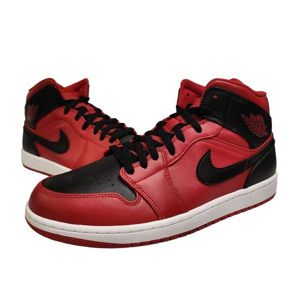 Air Jordan 1 Mid Reverse Bred Men's 11 554724-660 Gym Red Black White NWB - Picture 1 of 9